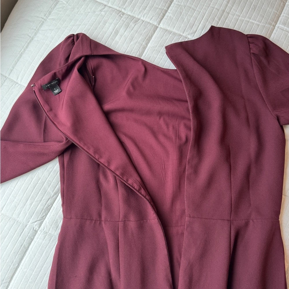 Ann Taylor burgundy dress with 3/4 sleeves, size 8 - Picture 4 of 11